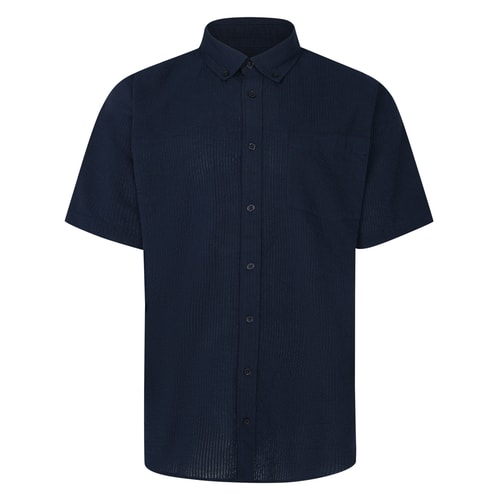 Bigdude Easy Iron Seersucker Shirt Navy