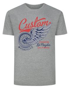 Bigdude Custom Motorcycles Print T-Shirt Grey Marl