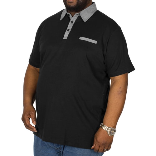Bigdude Contrast Jersey Polo Shirt Black Tall