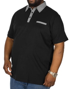 Bigdude Contrast Jersey Polo Shirt Black Tall