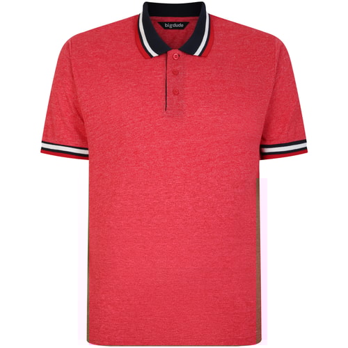 Bigdude Two Tone Contrast Polo Shirt Red Tall