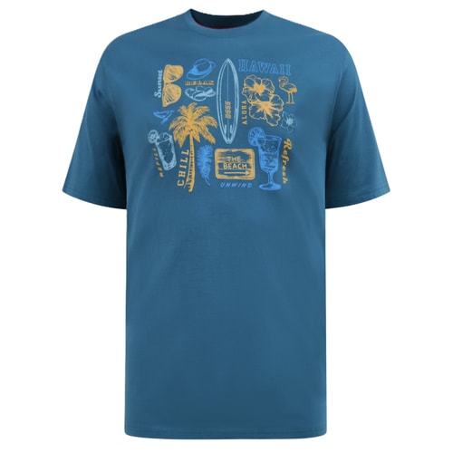 D555 Hovell Summer Beach Printed T-Shirt Dark Teal