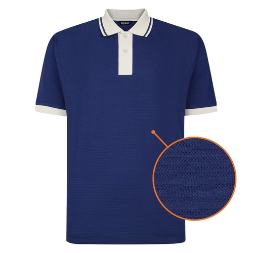 Bigdude Textured Tipped Polo Midnight Blue