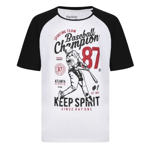 Bigdude 'Baseball Champion' Raglan T-Shirt Black/White