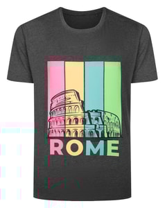 Bigdude Rome Print T-Shirt Charcoal Marl