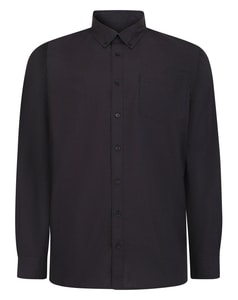 Bigdude Button Down Long Sleeve Poplin Shirt Washed Black