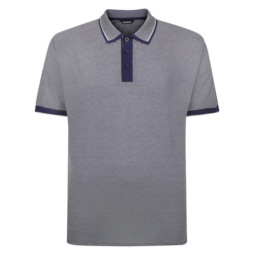 Bigdude Pure Cotton Jacquard Polo Shirt Midnight Blue Tall