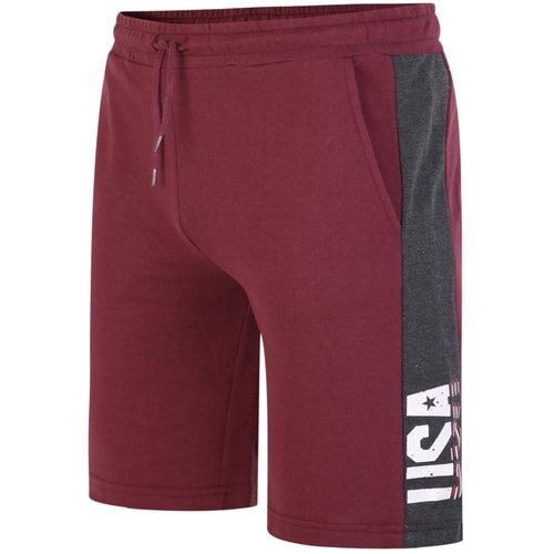 Bigdude USA Print Side Panel Jogger Shorts Burgundy