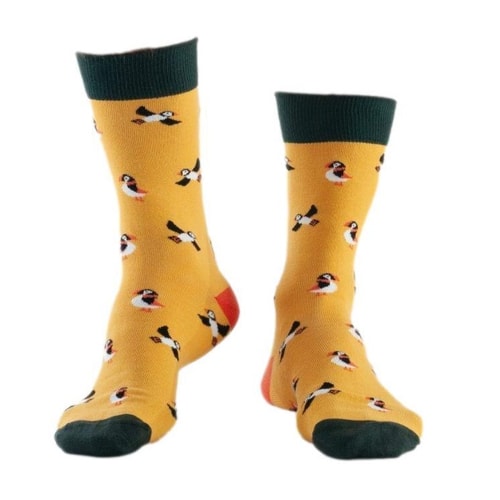 Doris & Dude Puffin Print Socks Gold