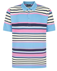 Bigdude Summer Stripe Polo Bright Blue