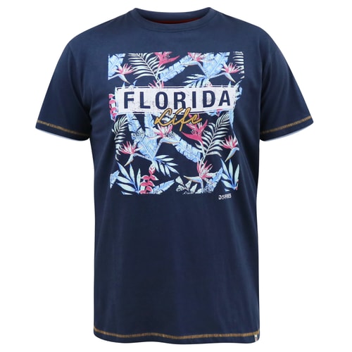 D555 Prestwick Florida Floral Printed T-Shirt Navy