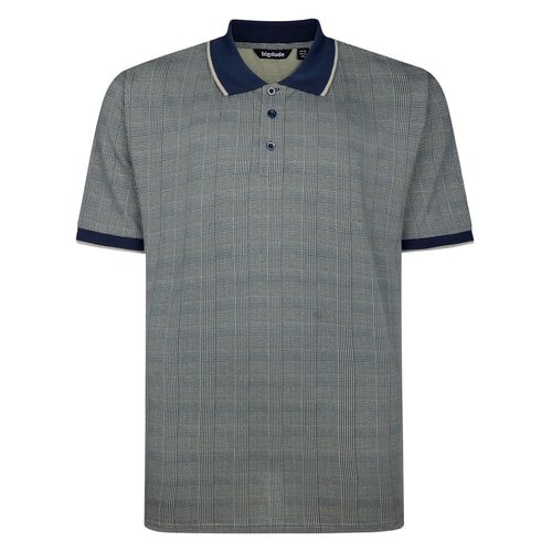 Bigdude Prince Of Wales Check Polo Shirt Dusty Olive