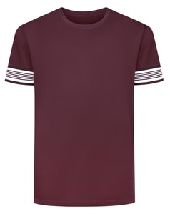 Bigdude Heavyweight Striped Arm T-Shirt Maroon