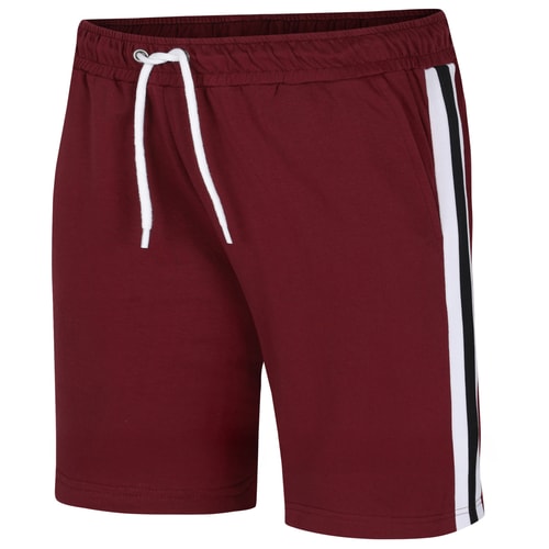 Bigdude Contrast Tape Loop Back Shorts Burgundy