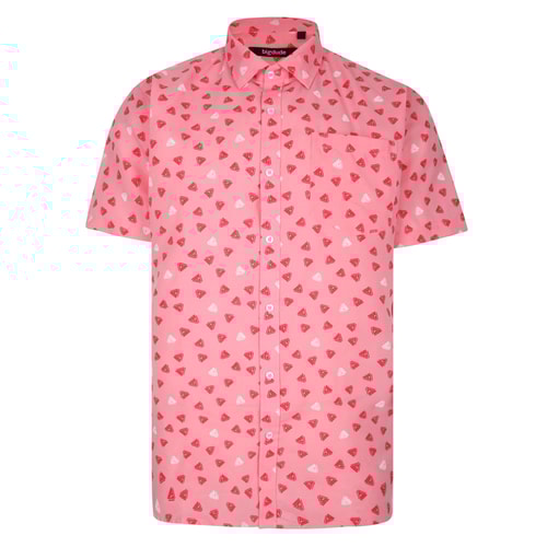 Bigdude All Over Abstract Print Woven Short Sleeve Shirt Faded Red Tall