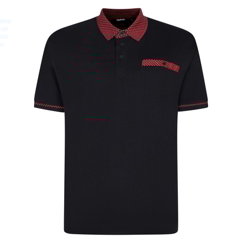 Bigdude Contrast Printed Jersey Polo Black