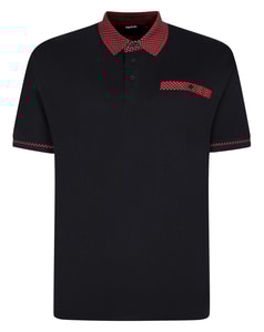 Bigdude Contrast Printed Jersey Polo Black