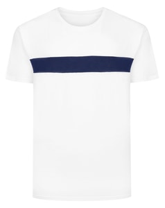 Bigdude Small Stripe Cut & Sew T-Shirt White