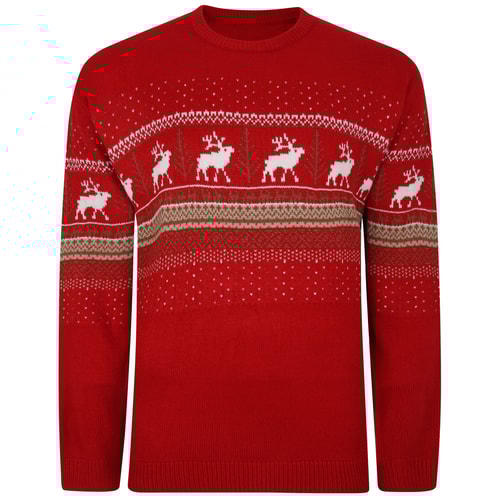 Bigdude Fair Isle Christmas Jumper Red
