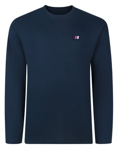 Bigdude Embroidered Long Sleeve T-Shirt Navy Tall