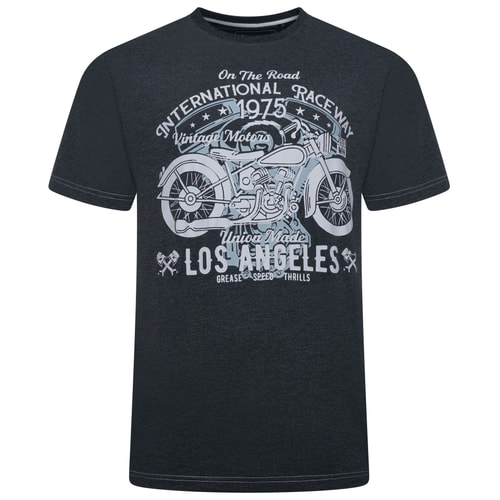 KAM LA Raceway Print Marl T-Shirt Charcoal