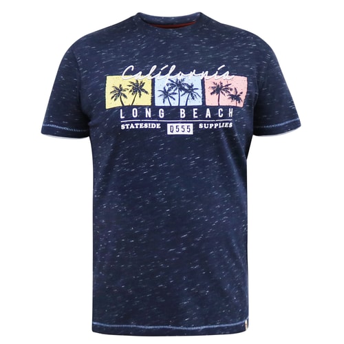 D555 Thorndon California Long Beach Print T-Shirt Navy Reno