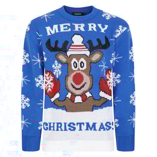 Bigdude Rudolph Christmas Jumper Royal Blue
