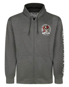 Bigdude Genuine Tattoo Print Zip Hoodie Charcoal Marl Tall