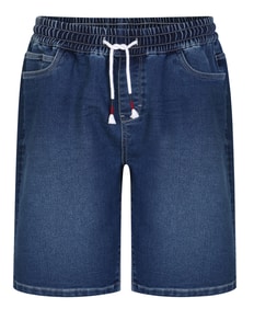 Bigdude Elasticated Waist Stretch Denim Shorts Dark Wash