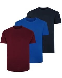 Bigdude 3 Pack Plain T-Shirts Multi Tall