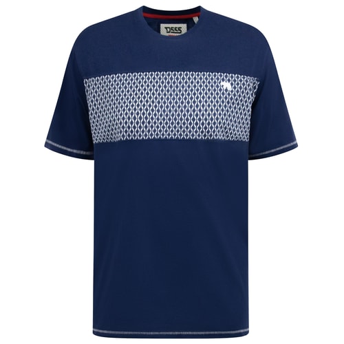 D555 Swansea Cut And Sew Crew Neck T-Shirt Navy