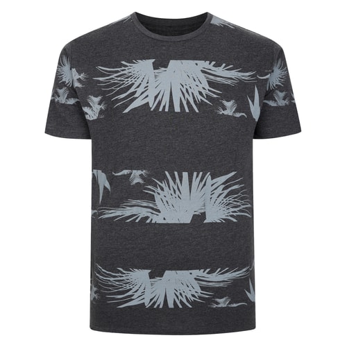 Bigdude Palm Trees Print T-Shirt Black