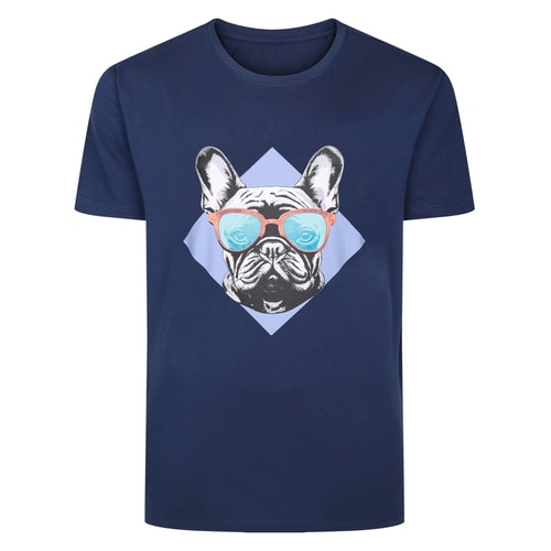 Bigdude French Bulldog Print T-Shirt Navy