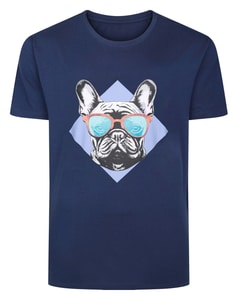 Bigdude French Bulldog Print T-Shirt Navy