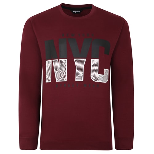 Bigdude NYC Print Crew Neck Jumper Burgundy