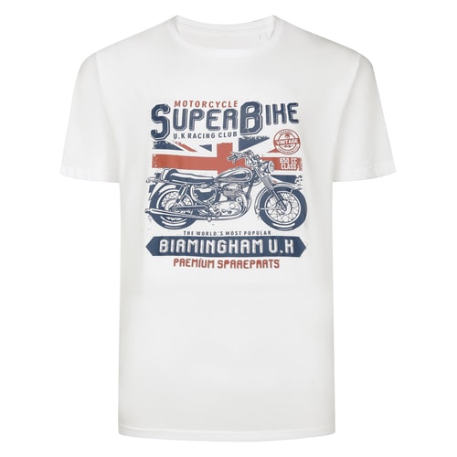Bigdude Super Bike Print T-Shirt White