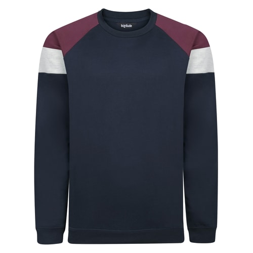 Bigdude Colour Block Sweatshirt Navy/Burgundy