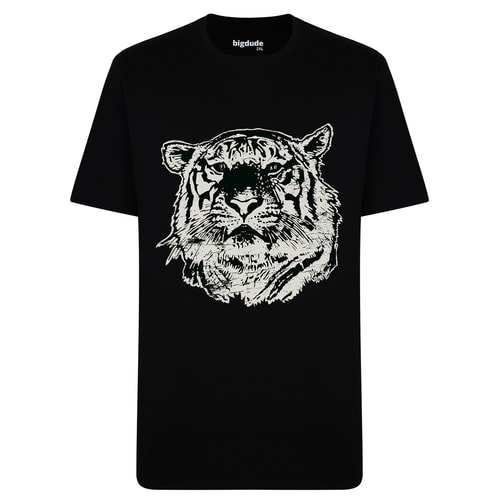 Bigdude Tiger Print T-Shirt Black