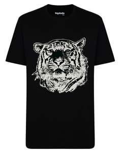 Bigdude Tiger Print T-Shirt Black