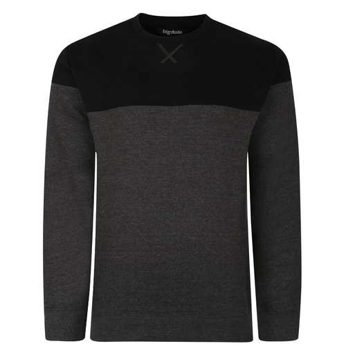 Bigdude Colour Block Jumper Black/Charcoal
