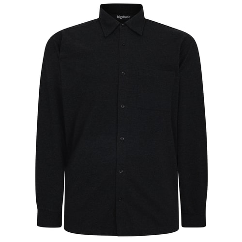 Bigdude Pique Long Sleeve Shirt Charcoal