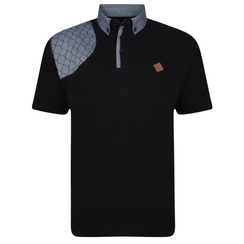 KAM Honeycomb Panel Polo Shirt Black