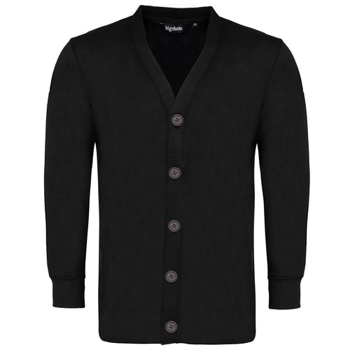 Bigdude Brushed Fleece Cardigan Black Tall