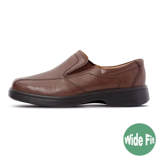 DB Shoes Chris Wide Fit Slip-on Brown Leather Shoe