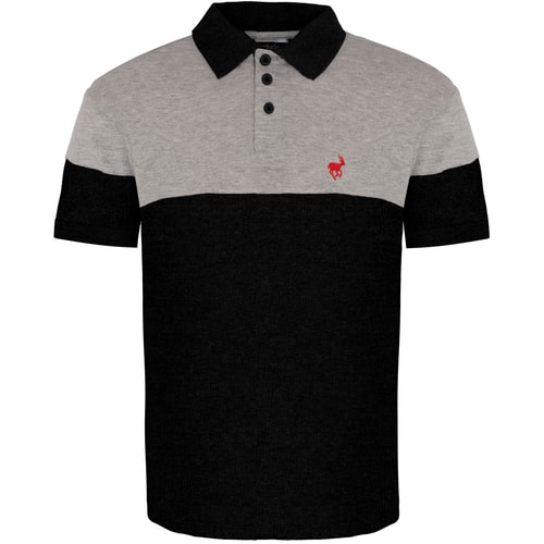 Bigdude Cut & Sew Polo Shirt Grey/Black Tall