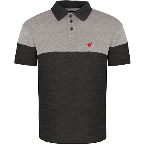 Bigdude Cut & Sew Polo Shirt Grey/Charcoal Tall