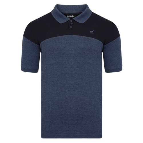 Bigdude Cut & Sew Polo Shirt Navy/Denim