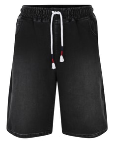 Bigdude Elasticated Waist Stretch Denim Shorts Black
