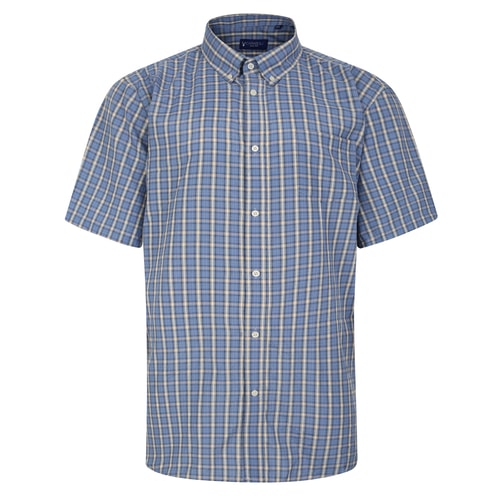 Carabou Short Sleeve Check Shirt Mid Blue