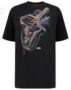 D555 Elliott Multi Coloured Guitar Printed T-Shirt Black